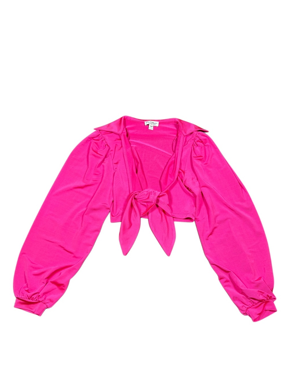 Hot Pink Tie-Front Collared Shrug Bolero Top